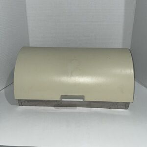 Metal Bread Box Hinged Plastic Lid Home Decor Storage 15”